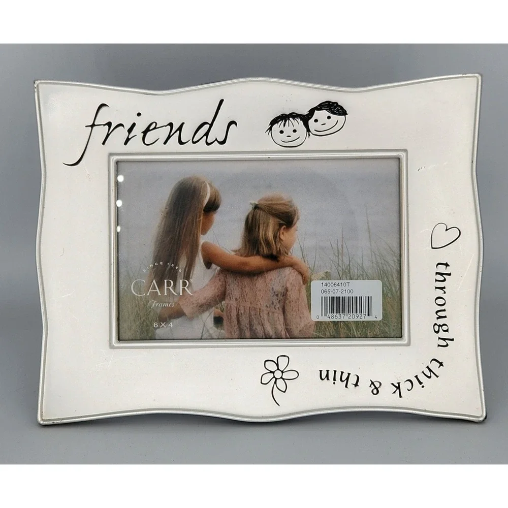 Vintage Carr's Friends theme‎ 4x6 Silver Pewtered Photo Picture Frame 1990s
